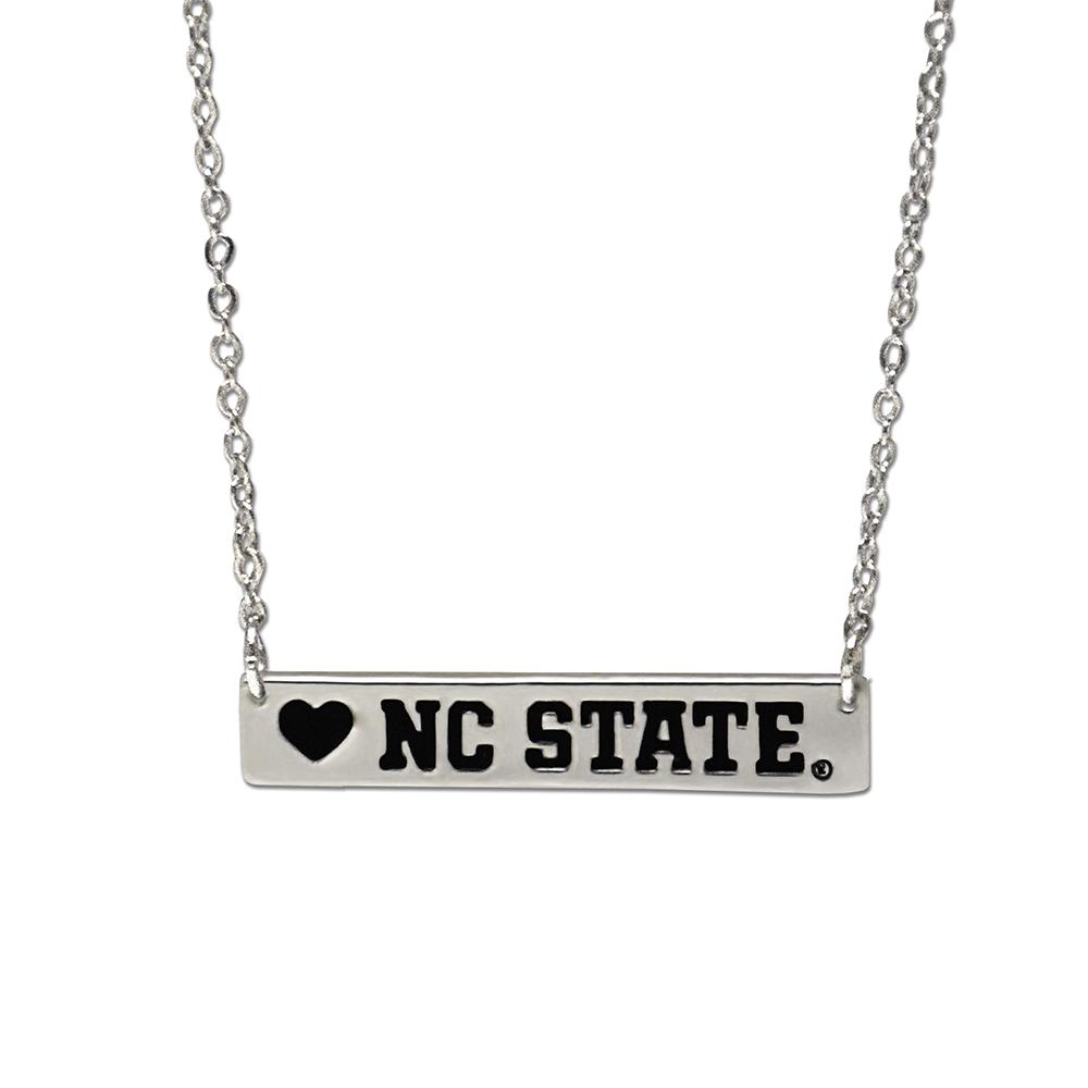 "NC State heart necklace."