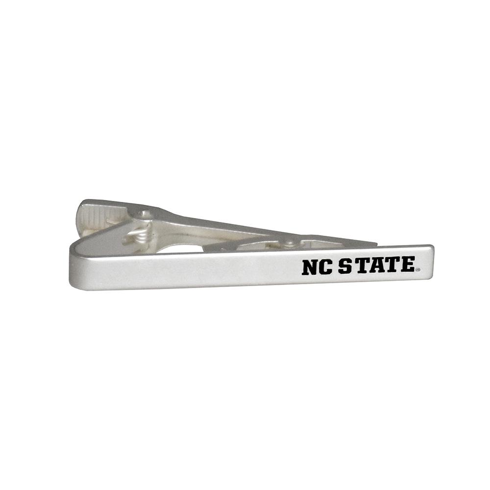 NC State Tie Bar in brushed silver finish, showcasing team spirit and style.