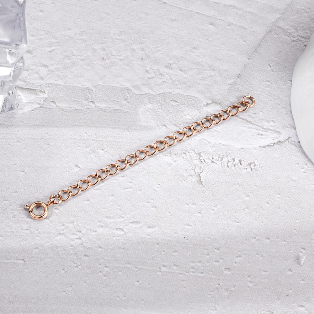 A stylish necklace extender made of 316L surgical stainless steel with 14K gold PVD plating, showcasing its elegant design and durability.