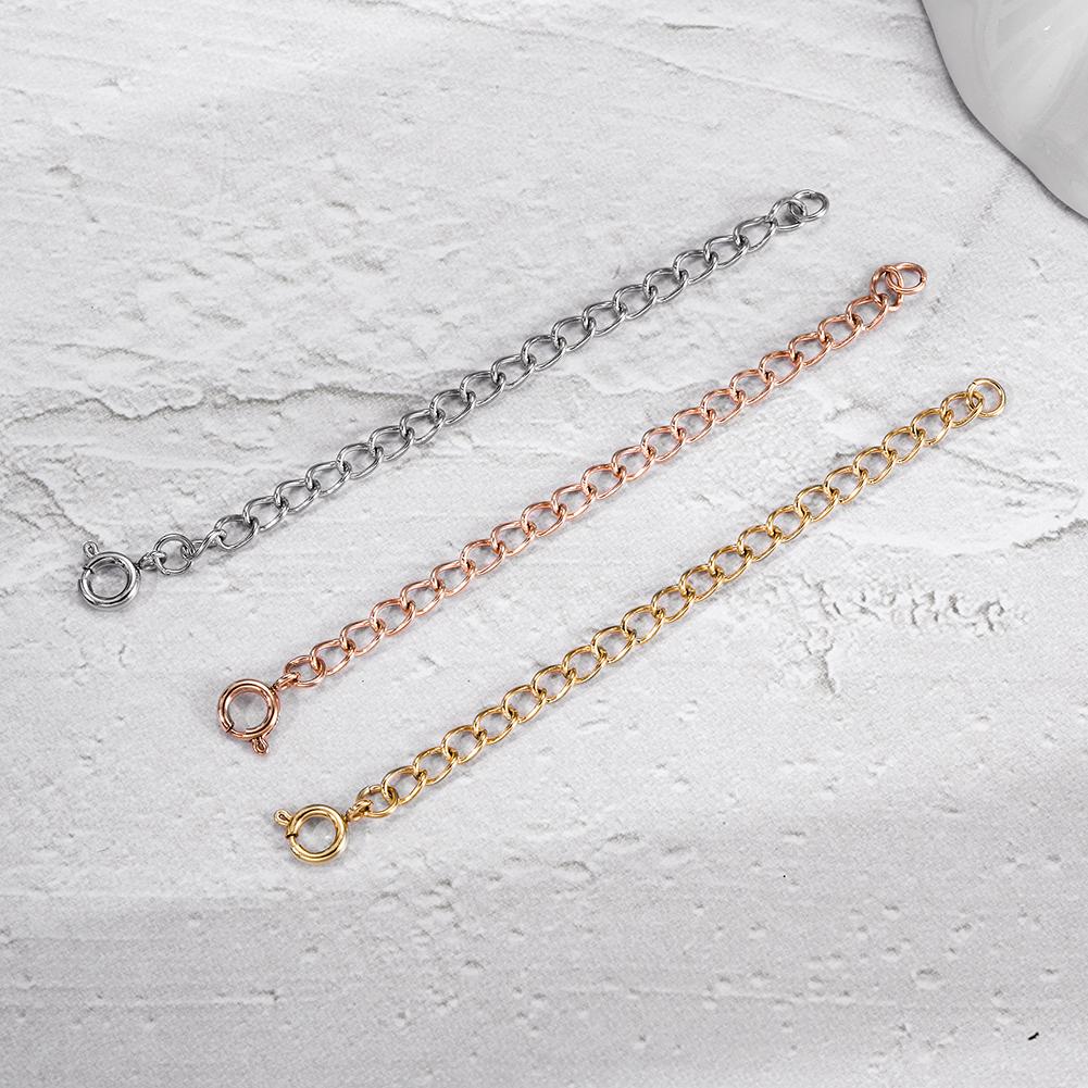 A stylish necklace extender made of 316L surgical stainless steel with 14K gold PVD plating, showcasing its elegant design and durability.