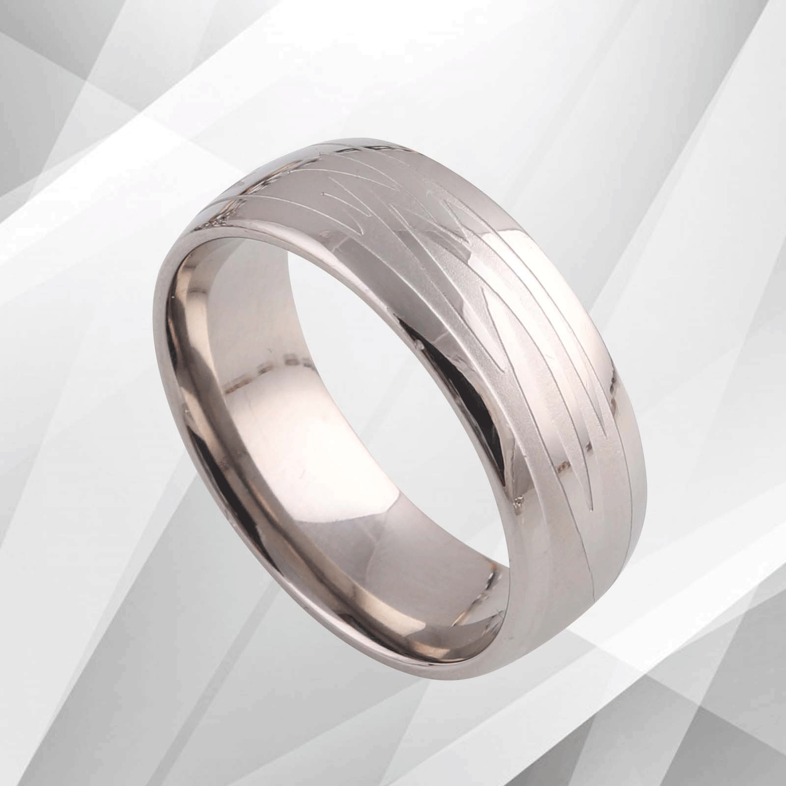 New Gents Men’s Cobalt Wedding Band Ring featuring 18Ct white gold plating, showcasing a brushed finish and comfort fit design.