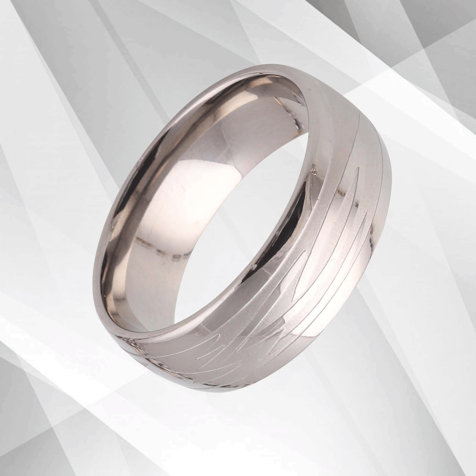 New Gents Men’s Cobalt Wedding Band Ring featuring 18Ct white gold plating, showcasing a brushed finish and comfort fit design.