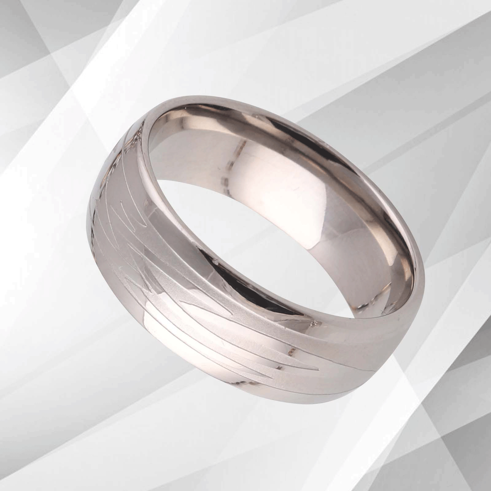 New Gents Men’s Cobalt Wedding Band Ring featuring 18Ct white gold plating, showcasing a brushed finish and comfort fit design.