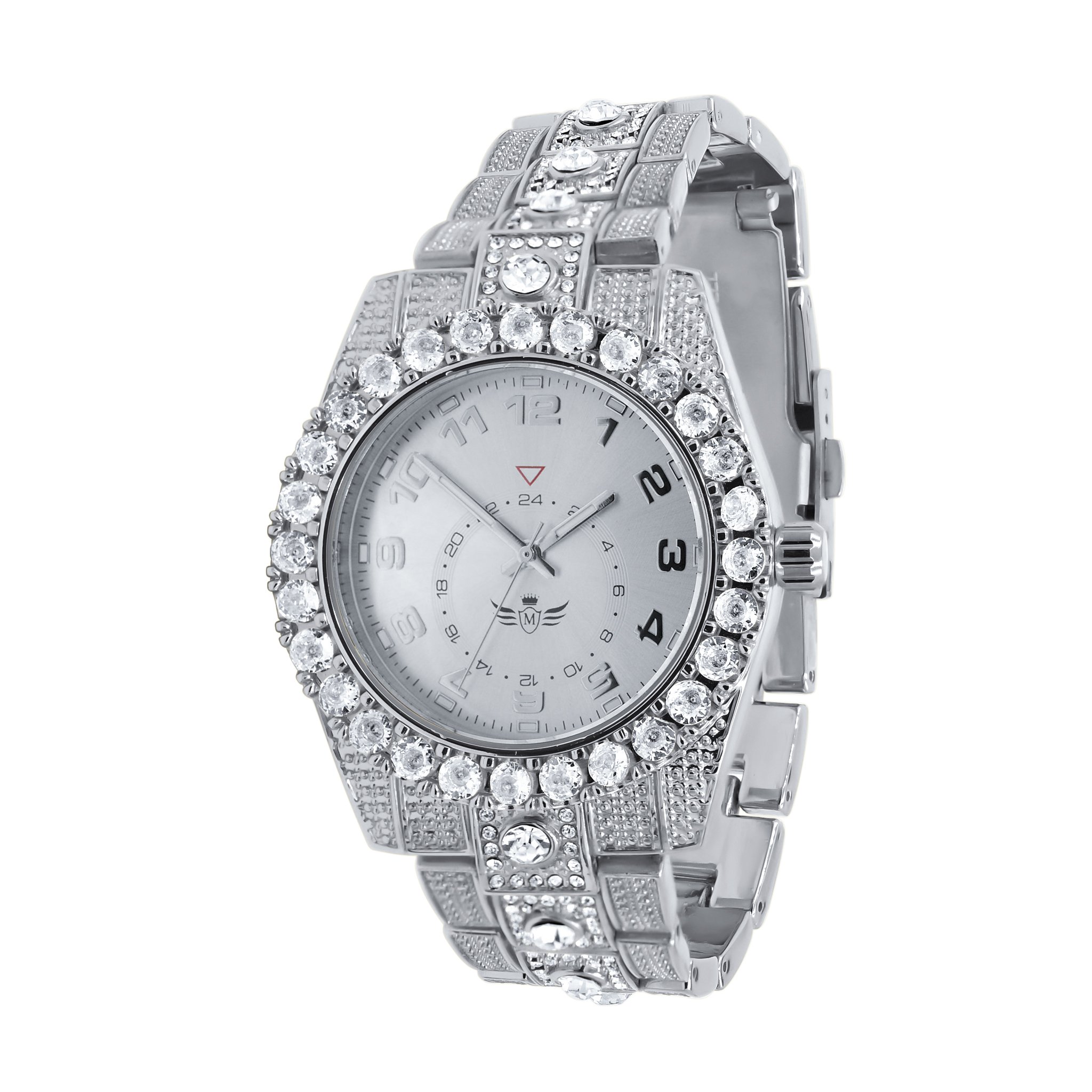 NIGHT SPARKLER Hip Hop Metal Watch featuring a stylish metal bracelet, bold indices, and a sparkling crystal bezel.