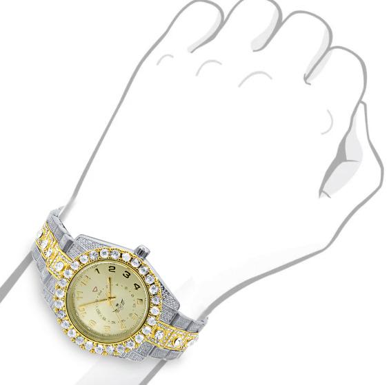 NIGHT SPARKLER Hip Hop Metal Watch featuring a stylish metal bracelet adorned with CZ stones and a brushed finish dial.