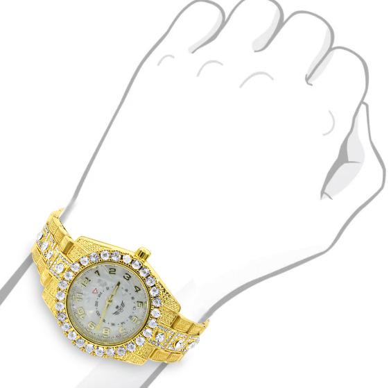 NIGHT SPARKLER Hip Hop Metal Watch featuring a bling design with CZ stones and a brushed finish dial.