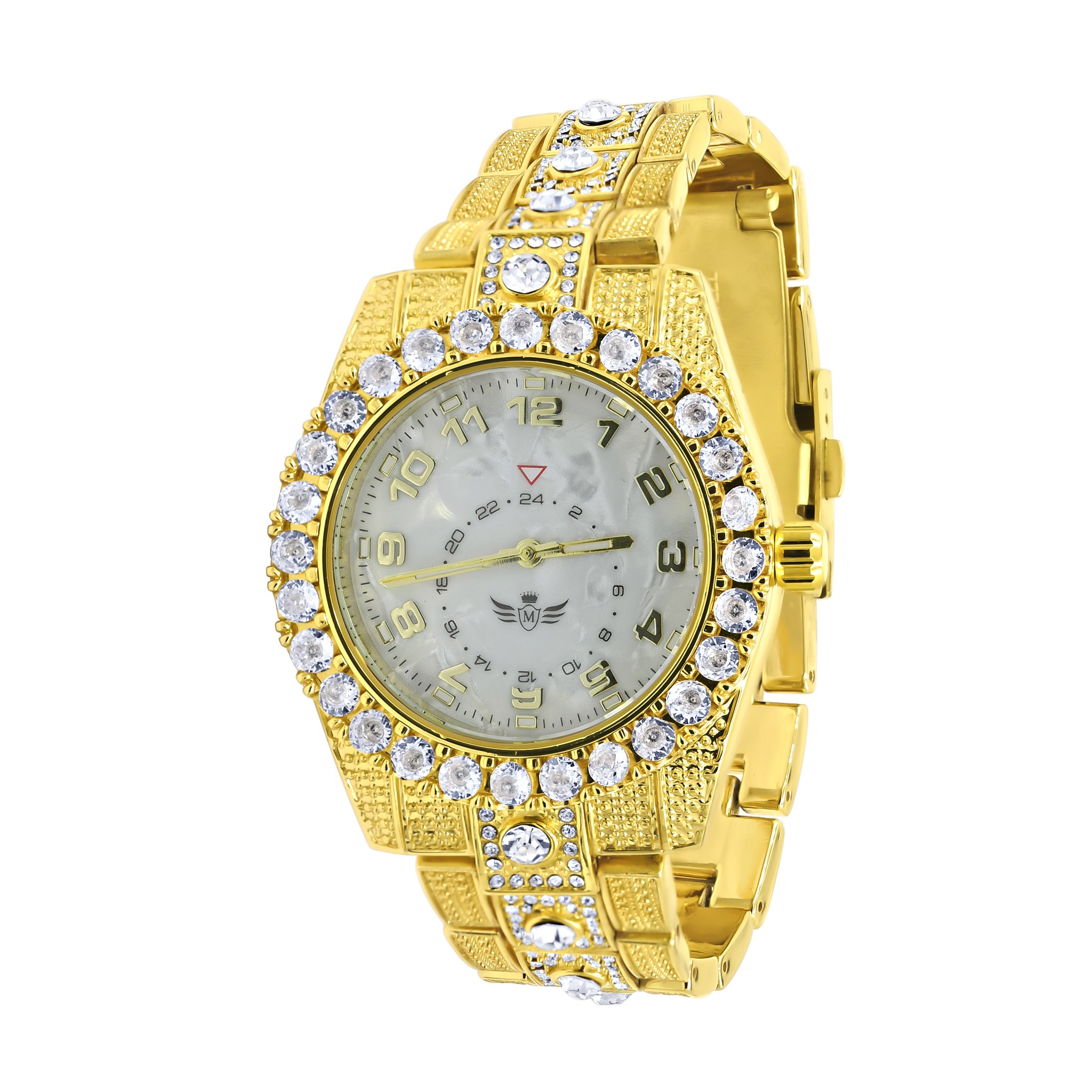 NIGHT SPARKLER Hip Hop Metal Watch featuring a bling design with CZ stones and a brushed finish dial.