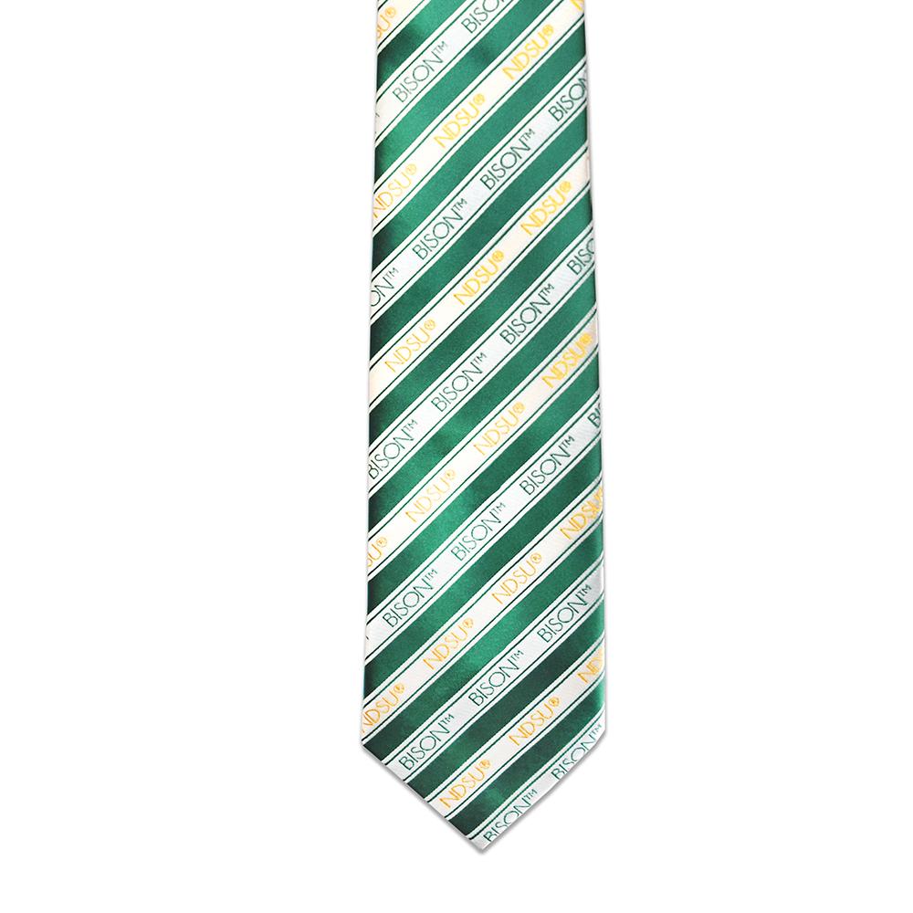 North Dakota State Men's Tie featuring trendy stripes, made from durable microfiber, perfect for fans.