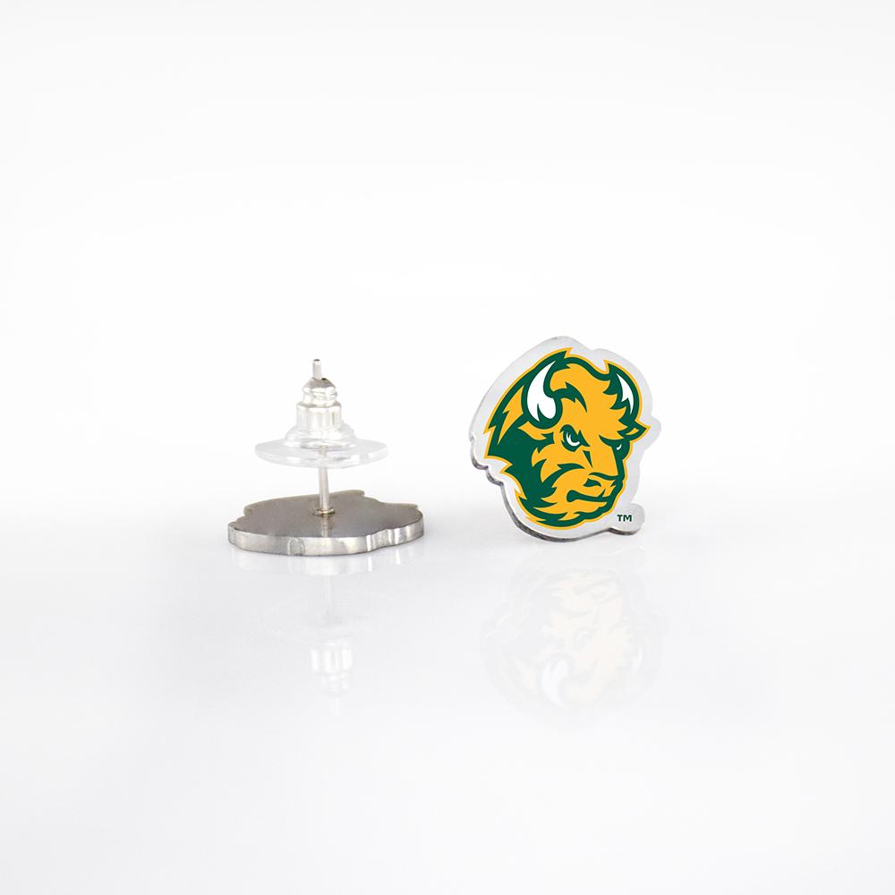 North Dakota State University Post Earrings featuring Bison logo on surgical stainless steel posts.