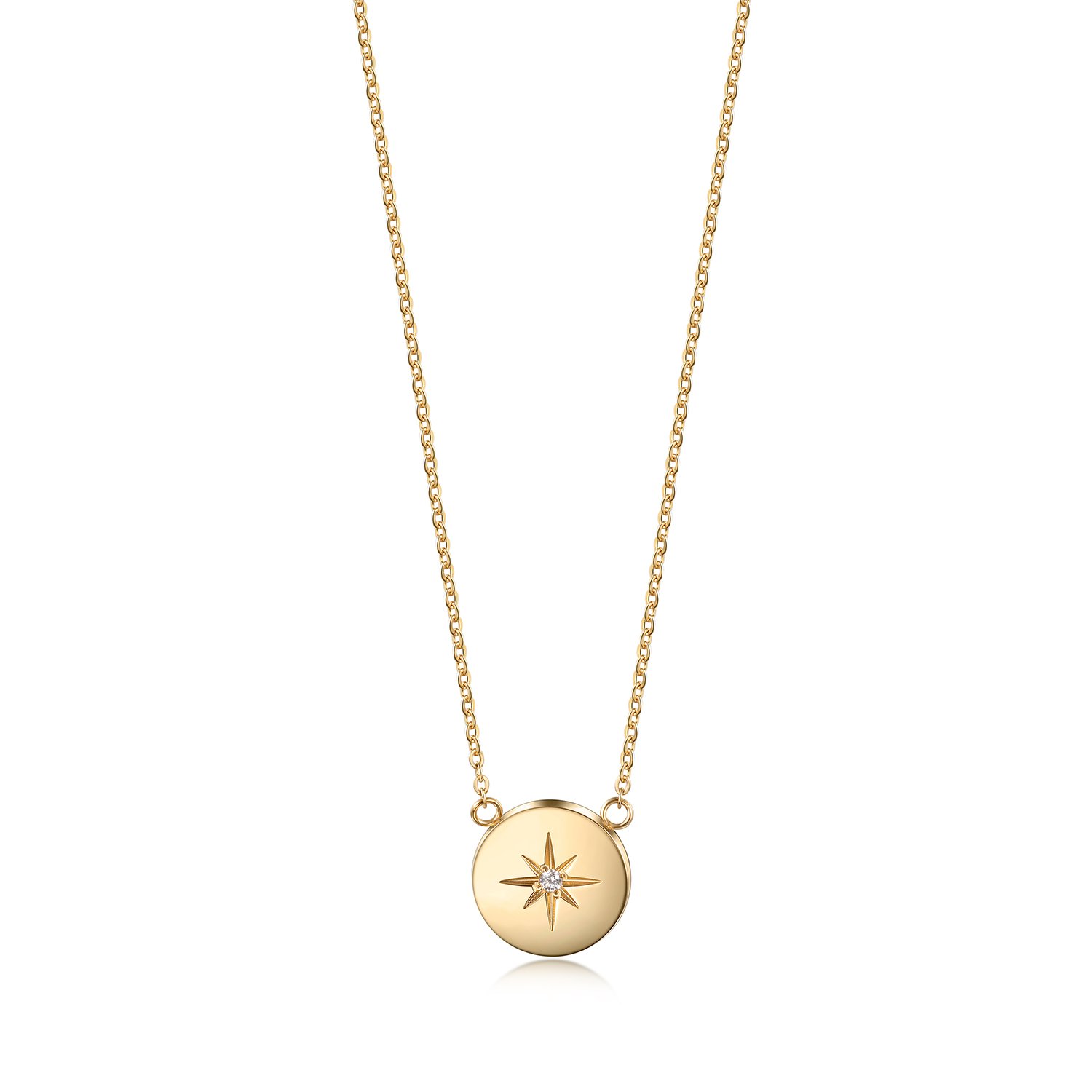 A stunning North Star necklace featuring a sparkling star pendant with CZ stone embellishments, crafted from hypo-allergenic stainless steel.