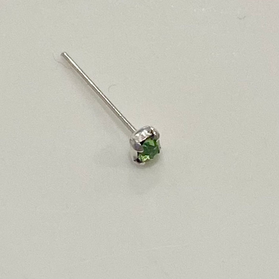 A beautiful Nose Pin with Gemstone in various colors, crafted from surgical steel, showcasing its adjustable design and elegant appearance.