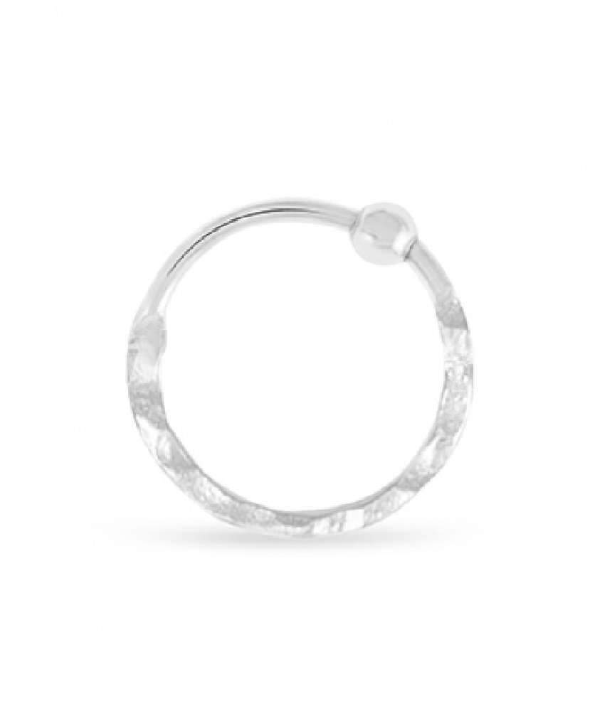 Elegant 925 sterling silver nose ring with a hammered cut design, showcasing its unique texture and shine.