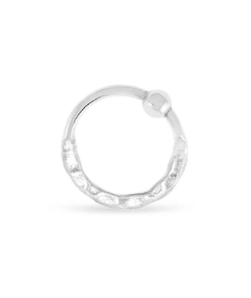 Elegant 925 sterling silver nose ring with a hammered cut design, showcasing its unique texture and shine.