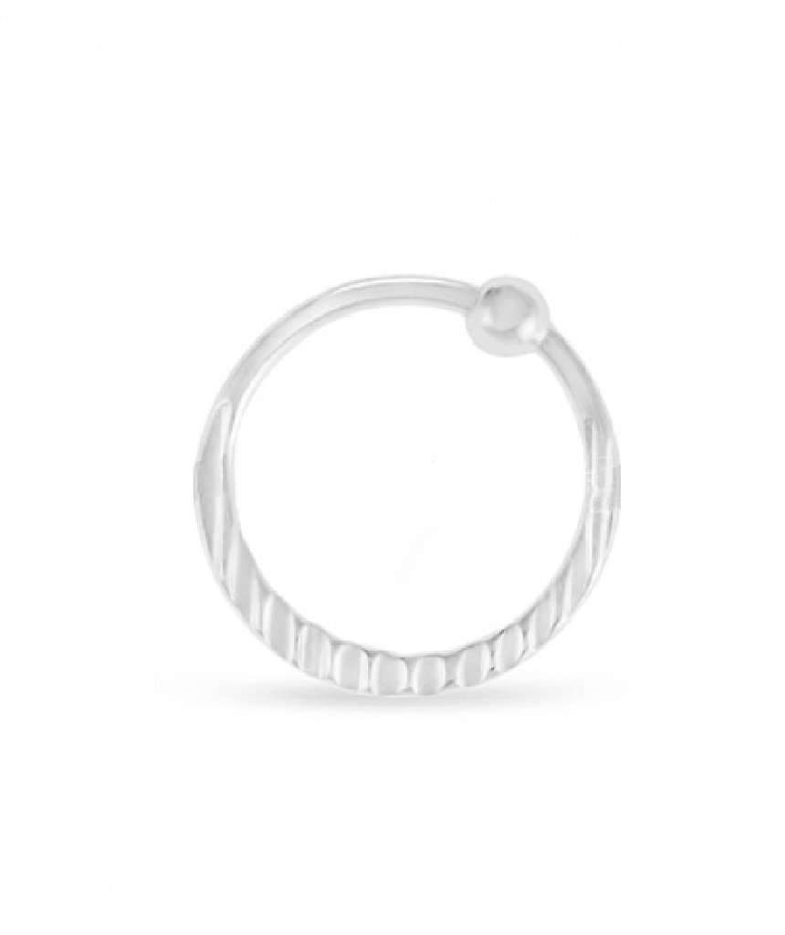 Elegant 925 sterling silver nose ring with a hammered cut design, showcasing its unique texture and shine.