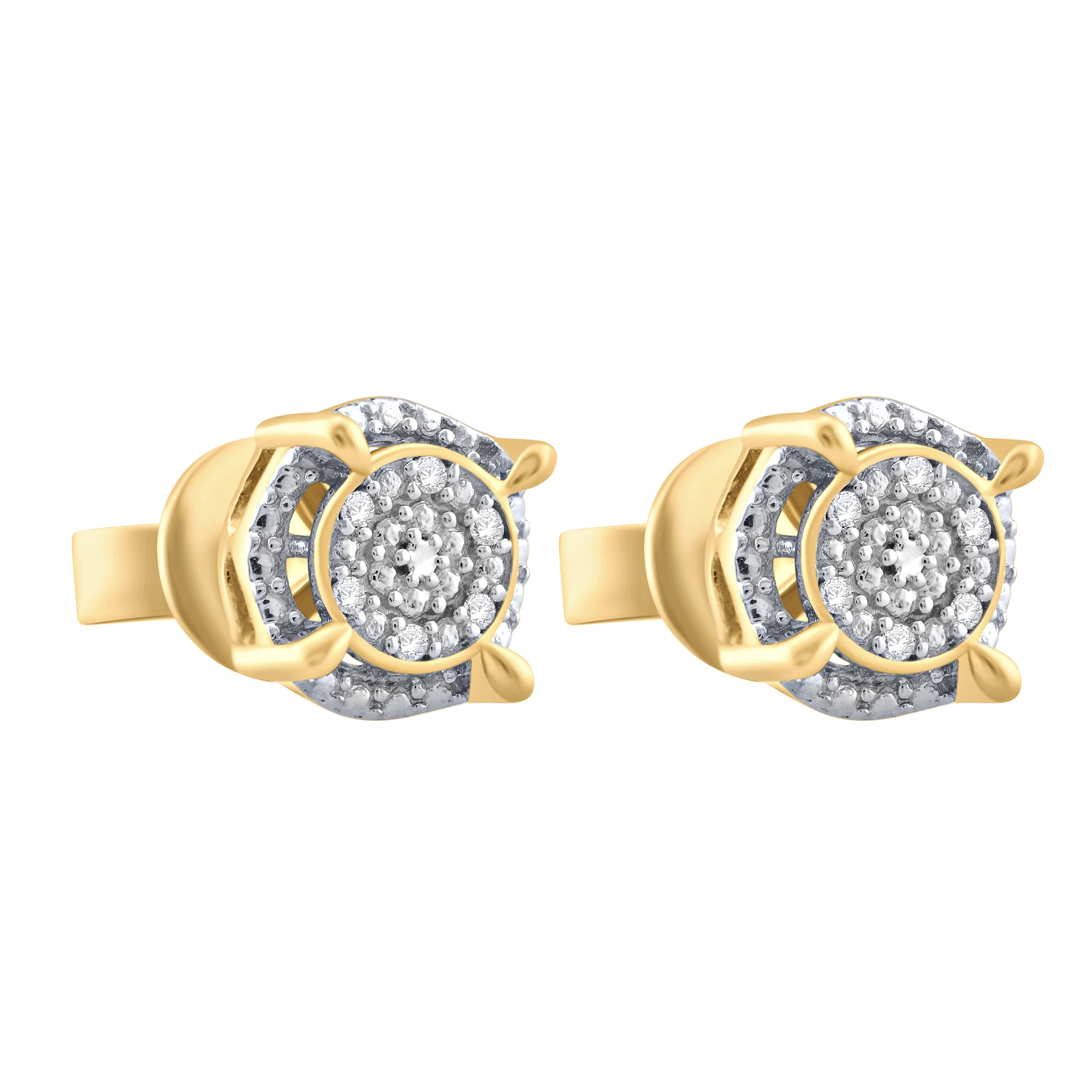 A pair of elegant NOUVEAU diamond earrings featuring a screw back design, showcasing their brilliant Grade AAA diamonds.