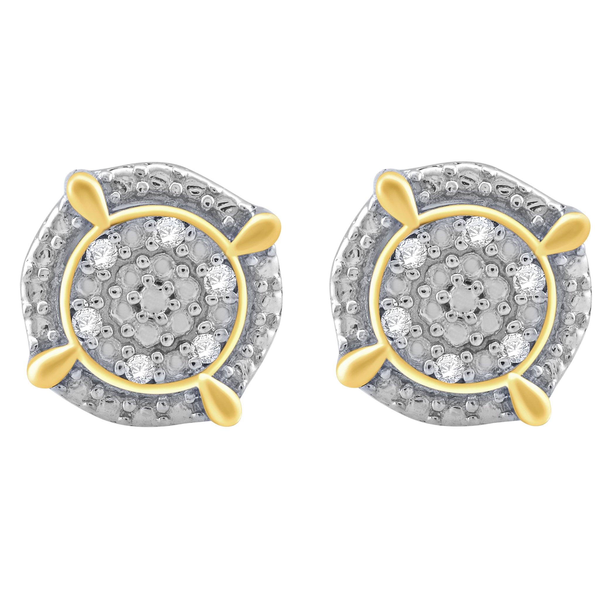 A pair of elegant NOUVEAU diamond earrings featuring a screw back design, showcasing their brilliant Grade AAA diamonds.