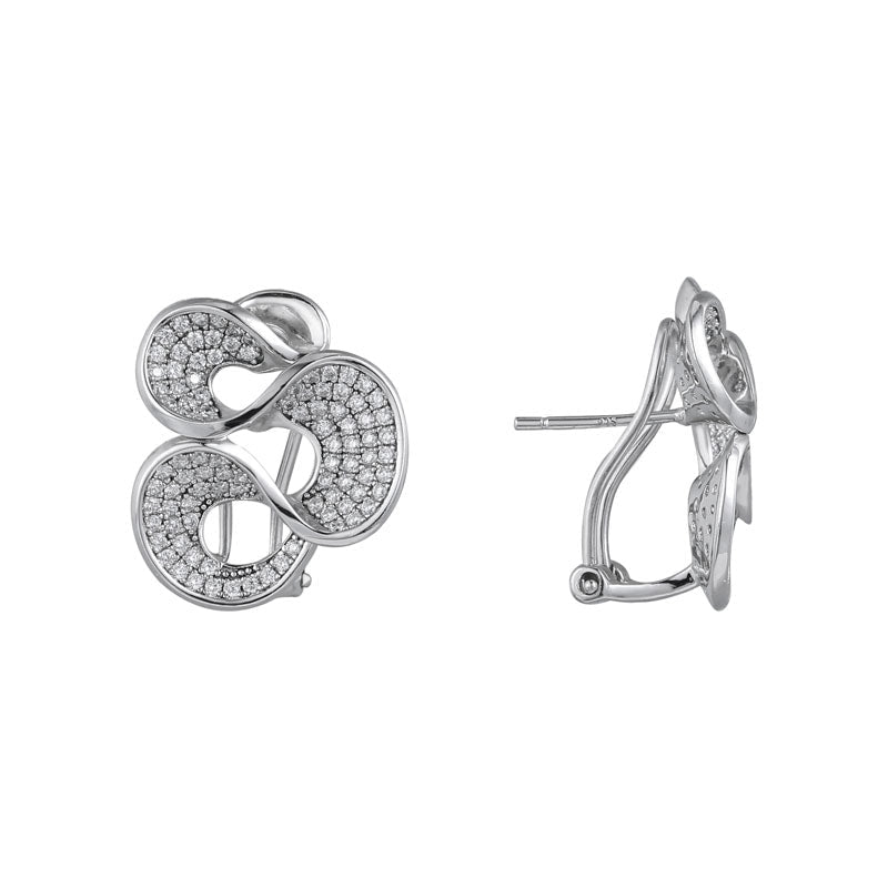 Elegant Omega Spray Earrings made of 925 sterling silver with white sapphire, showcasing a luxurious design.