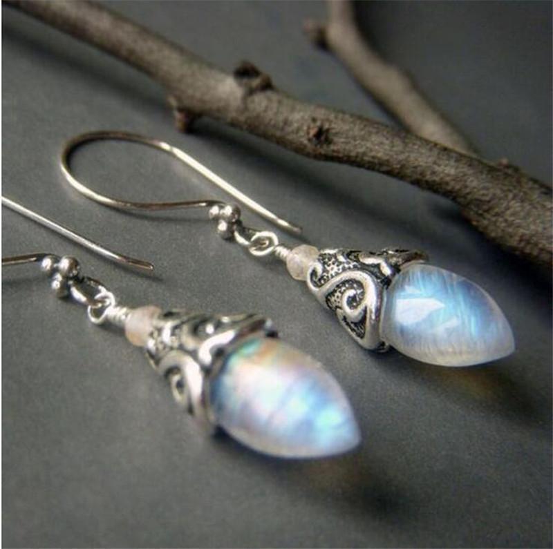 Elegant Opal Drop Earring in 18K White Gold Plated, showcasing Italian craftsmanship with a beautiful opal drop design.