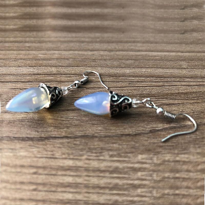 Elegant Opal Drop Earring in 18K White Gold Plated, showcasing Italian craftsmanship with a beautiful opal drop design.