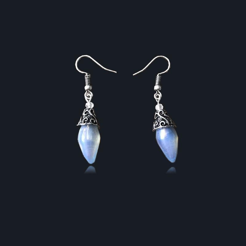 Elegant Opal Drop Earring in 18K White Gold Plated, showcasing Italian craftsmanship with a beautiful opal drop design.