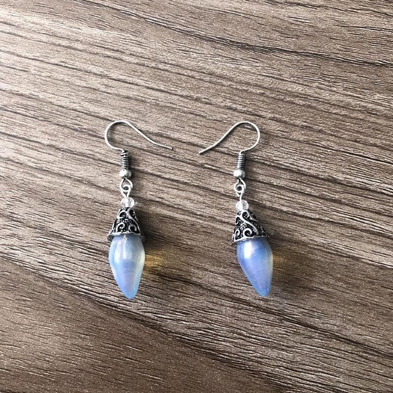 Elegant Opal Drop Earring in 18K White Gold Plated, showcasing Italian craftsmanship with a beautiful opal drop design.