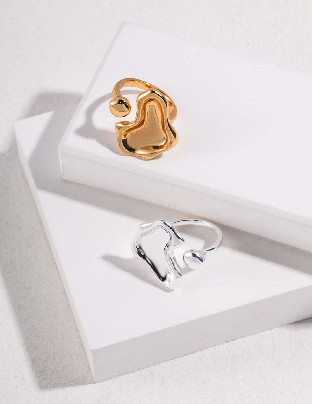 Open Charming Love Heart Ring made of sterling silver with gold vermeil finish, showcasing its elegant heart design.