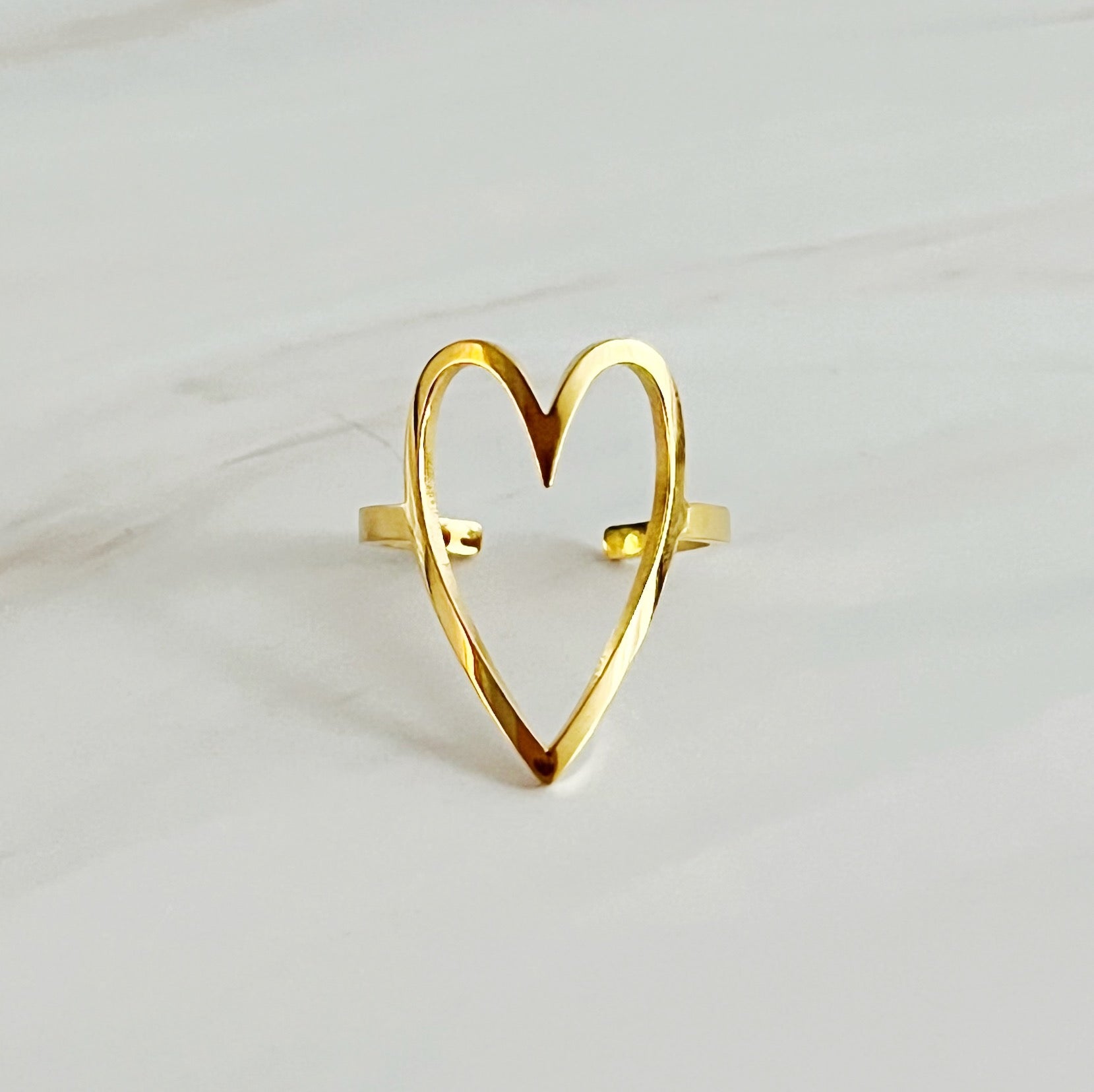 Open Heart Lovely Ring featuring a delicate open heart design, crafted from 18k gold plated stainless steel, perfect for expressing love.