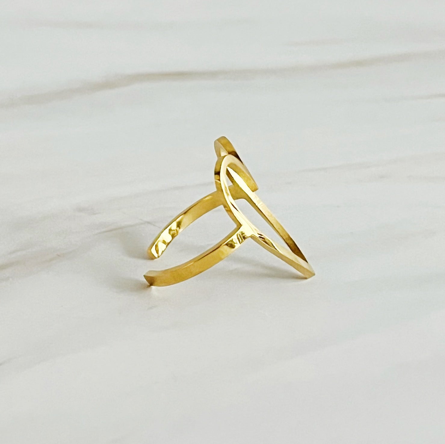 Open Heart Lovely Ring featuring a delicate open heart design, crafted from 18k gold plated stainless steel, perfect for expressing love.