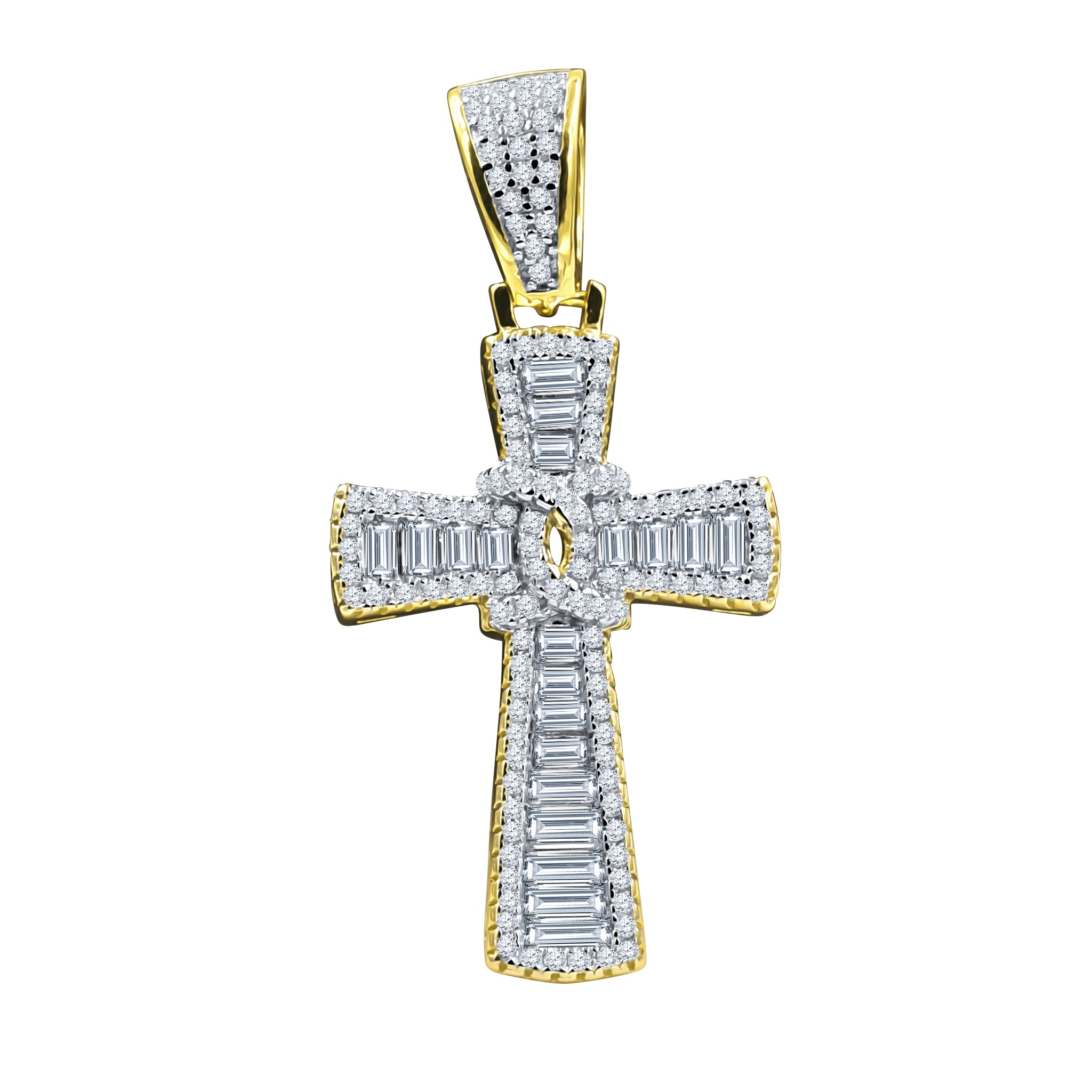 ORANDI Sterling Silver Pendant featuring a cross design embellished with cubic zircon stones, showcasing elegance and faith.