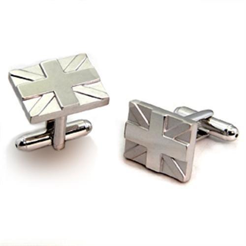 OT572 Matte Rhodium & Rhodium Brass Cufflink showcasing its elegant design and finish.