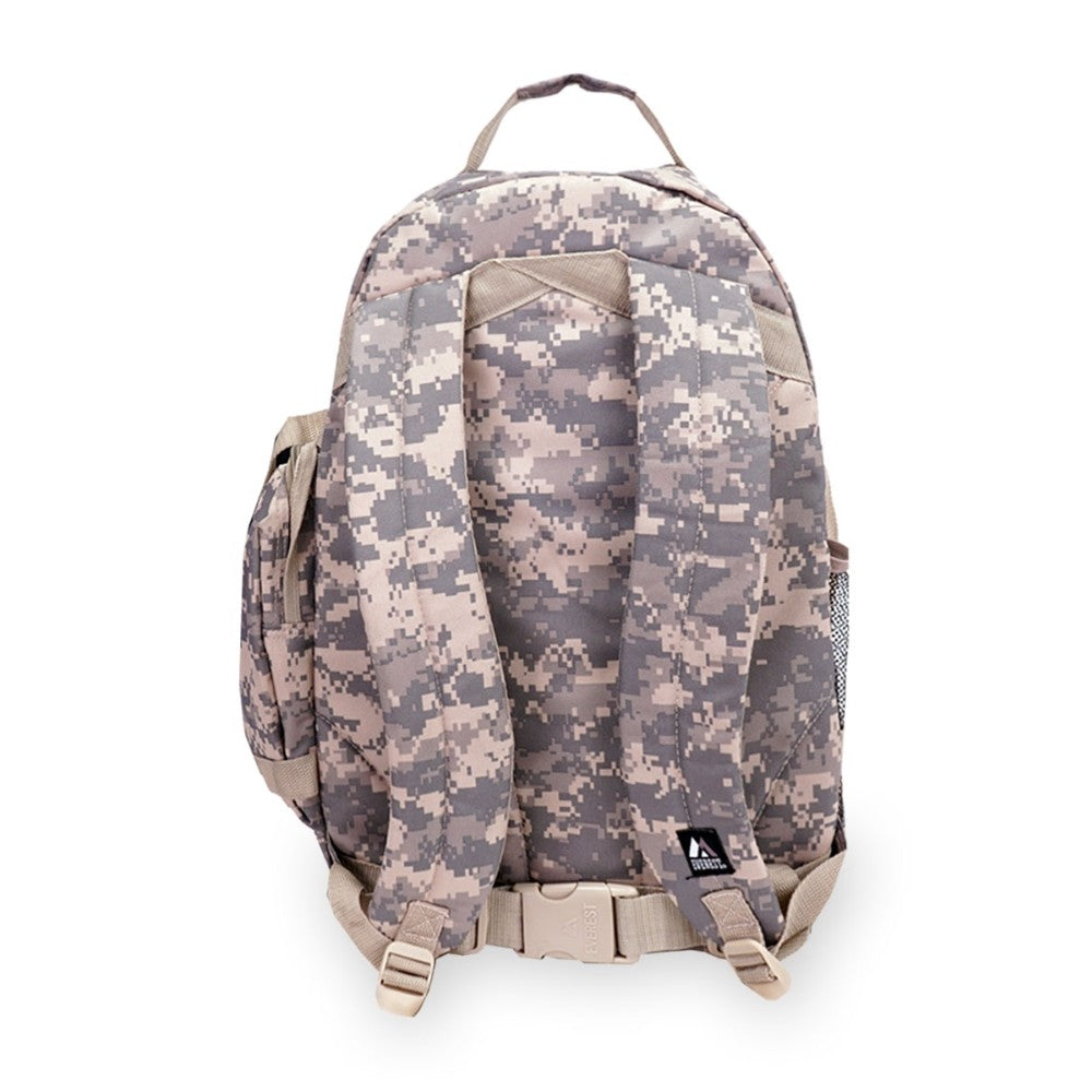 Oversize Digital Camo Backpack featuring padded straps and front zippered pocket in a stylish digital camouflage print.