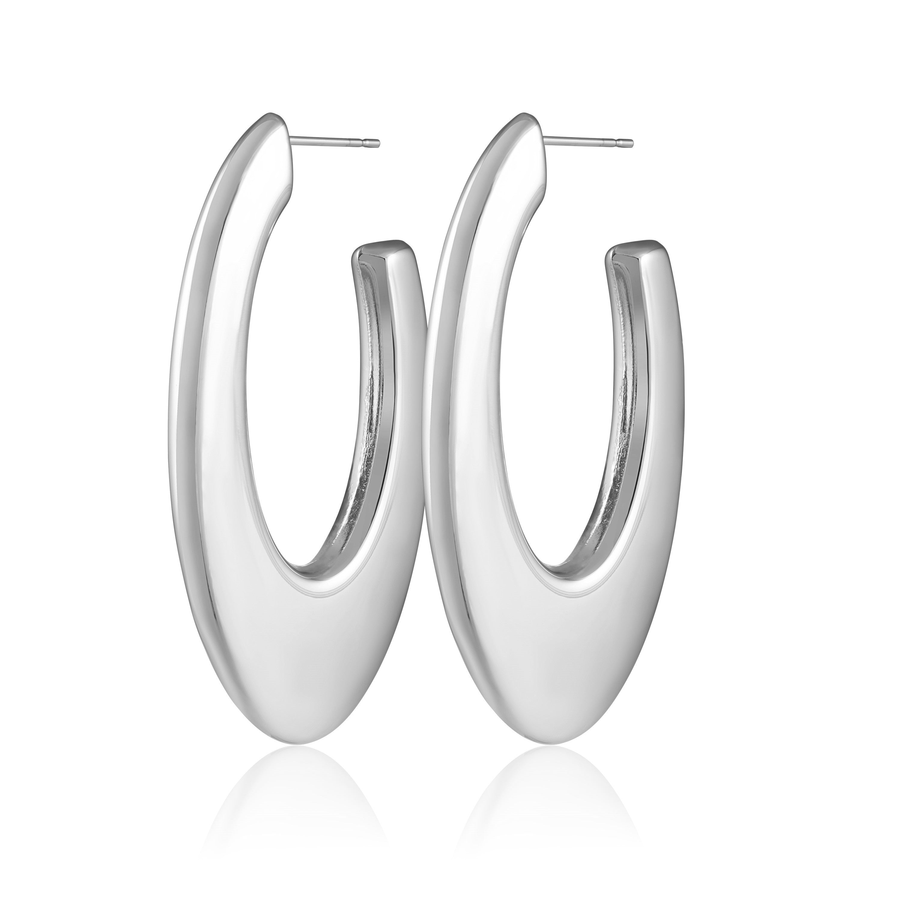 Owen Hoop Large earrings featuring a 2.5-inch diameter, 18k gold plated stainless steel, showcasing a stylish and elegant design.