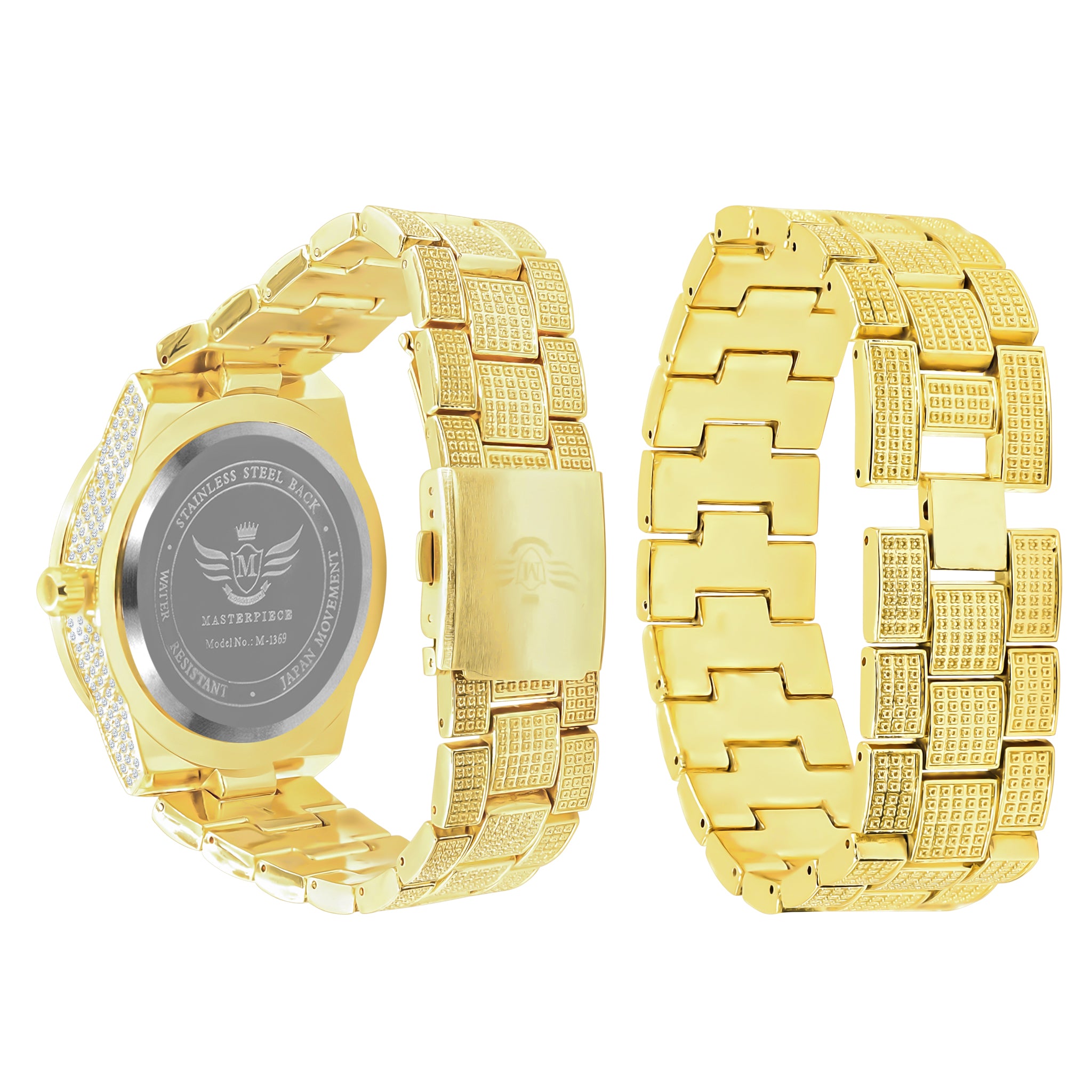 Oyster Crystal Stones Watch Set featuring a minimalist design with sparkling crystals and a Roman numeral dial.