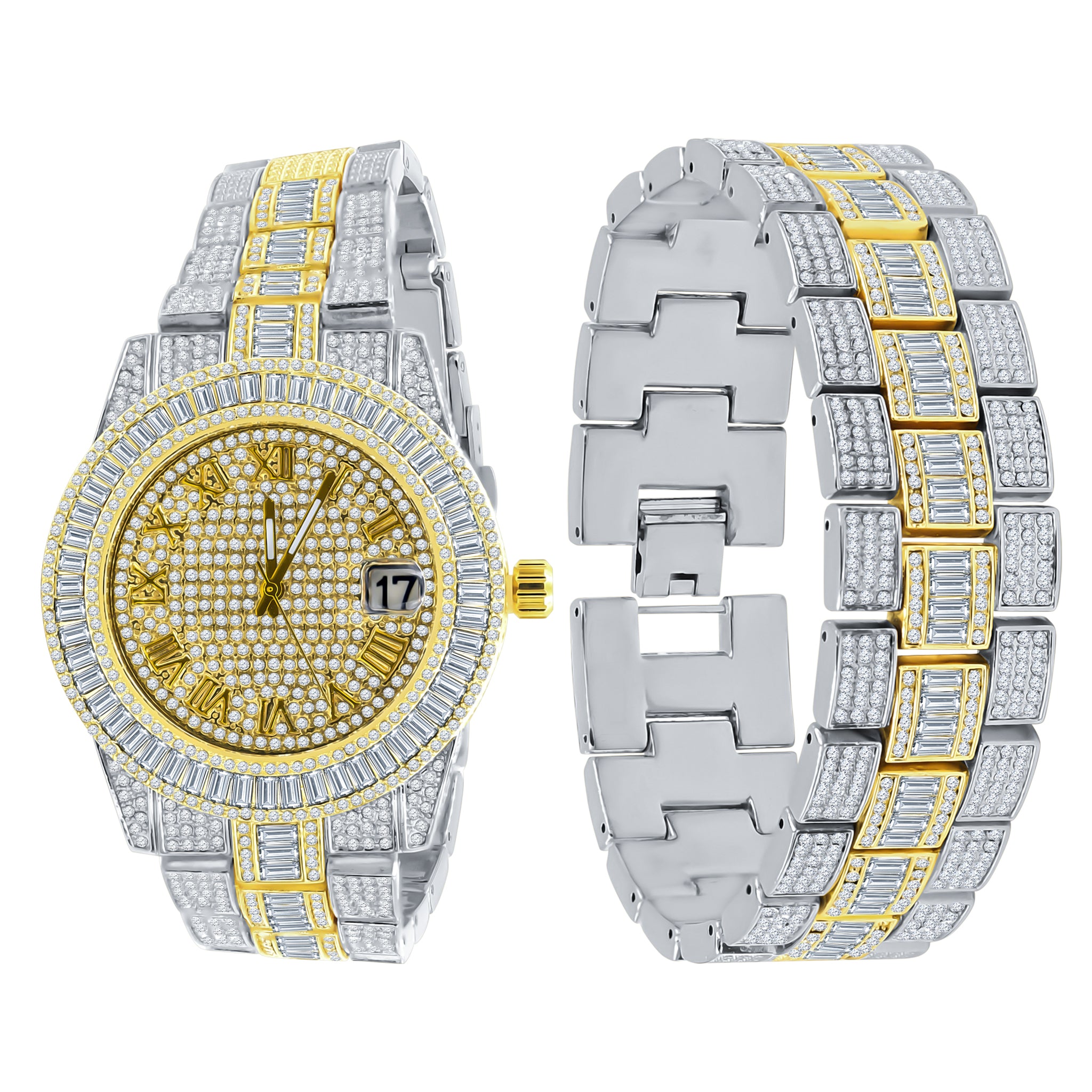 OYSTER Crystal Stones Watch Set featuring a minimalist design with sparkling crystals and a Roman dial, perfect for any occasion.