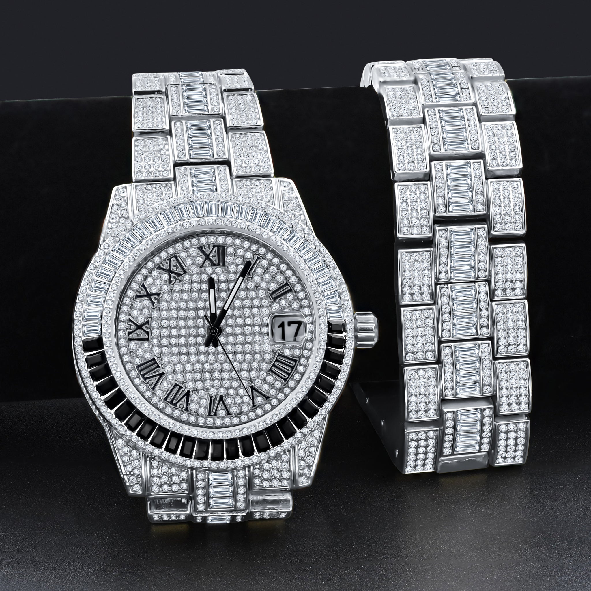 OYSTER Crystal Stones Watch Set featuring a minimalist design with sparkling crystal accents and a stylish bracelet.