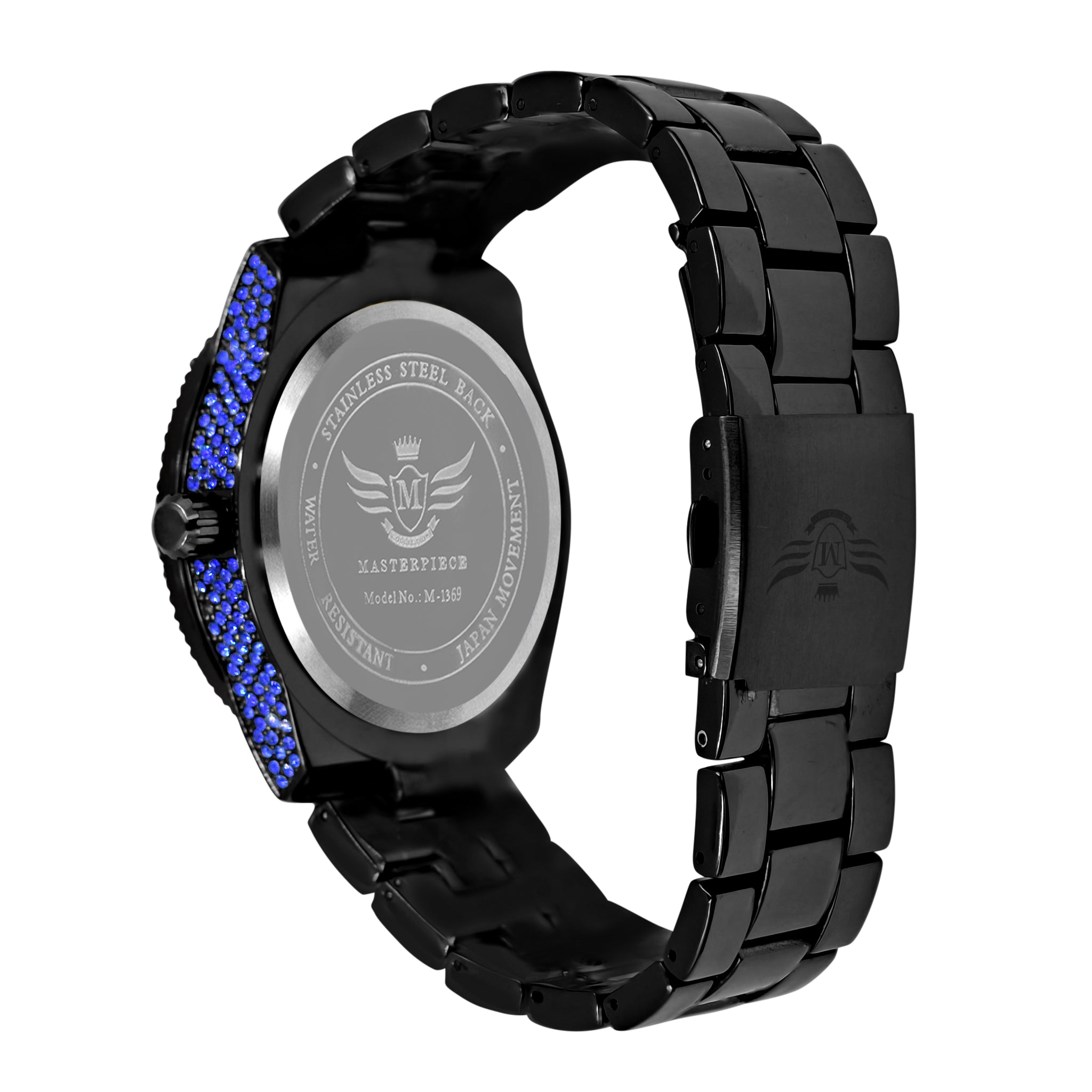 Oyster Hip Hop Metal Watch featuring a crystal bezel and metal band, showcasing intricate stone designs.