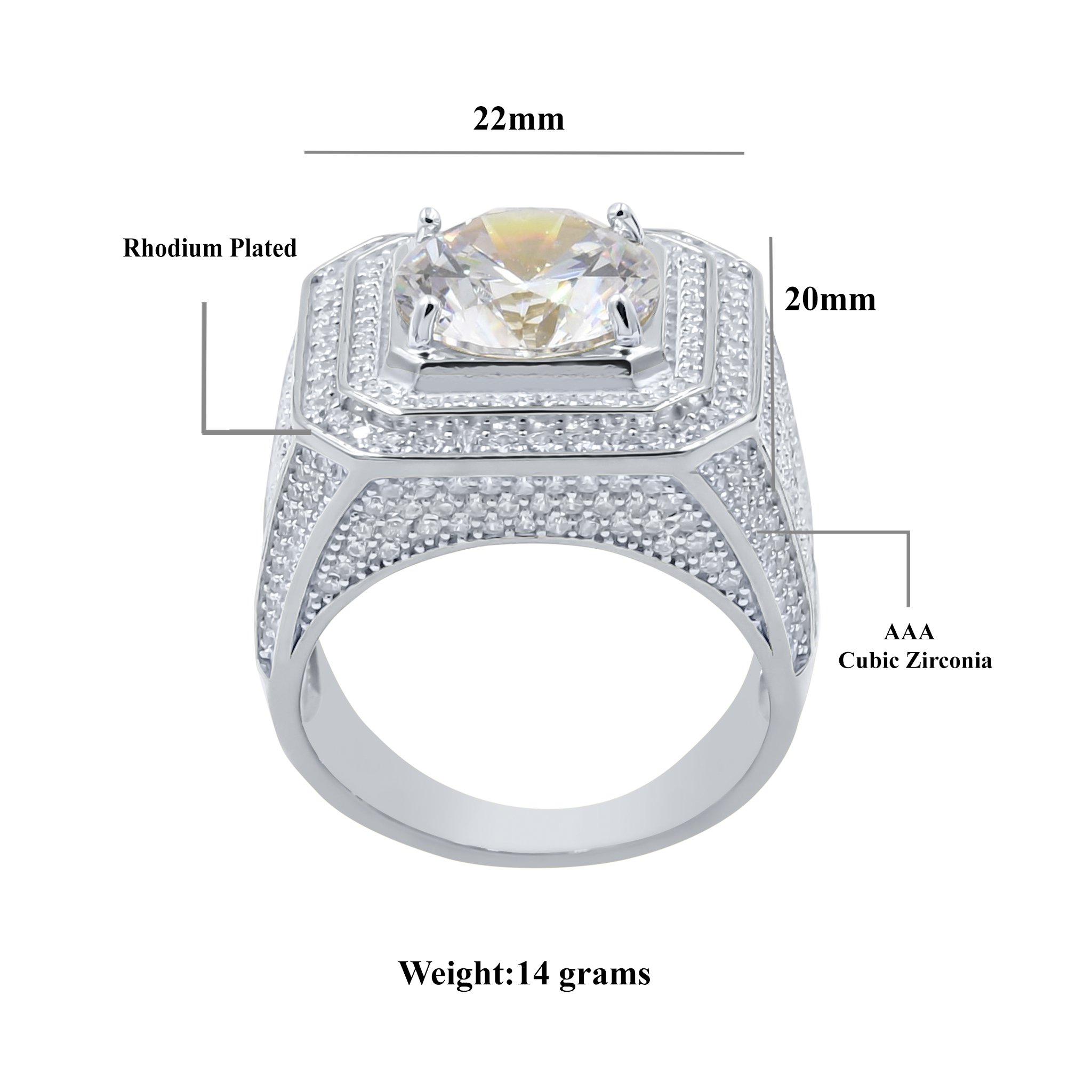 Palatial Silver Ring featuring micro cubic zirconia stones in a Baroque style design, crafted from 925 Sterling Silver.