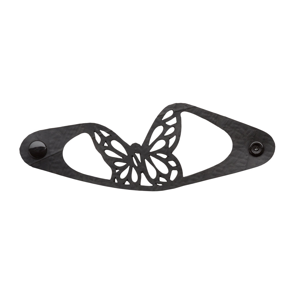 Papillon Recycled Rubber Butterfly Bracelet showcasing intricate design and eco-friendly materials.