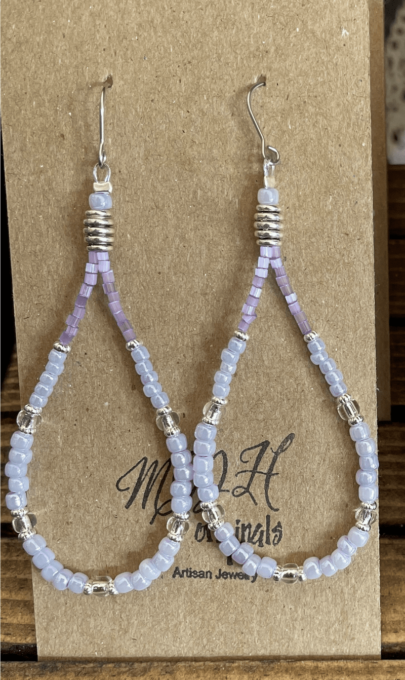 Pastel Sea Beads Teardrop Dangle Earrings featuring small gemstones and stainless steel French wires, elegantly designed for comfort and style.