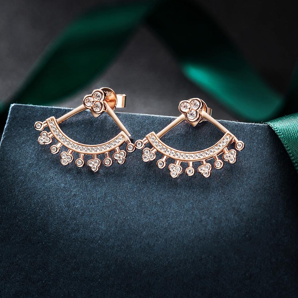 Elegant PAVÉ Ear Jacket Earrings made from hypoallergenic stainless steel with 14K gold PVD plating.