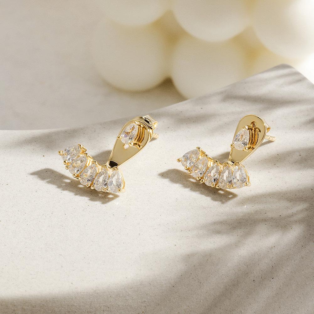 Elegant PAVÉ Ear Jacket Earrings in sterling silver with zircon studs, perfect for everyday wear.