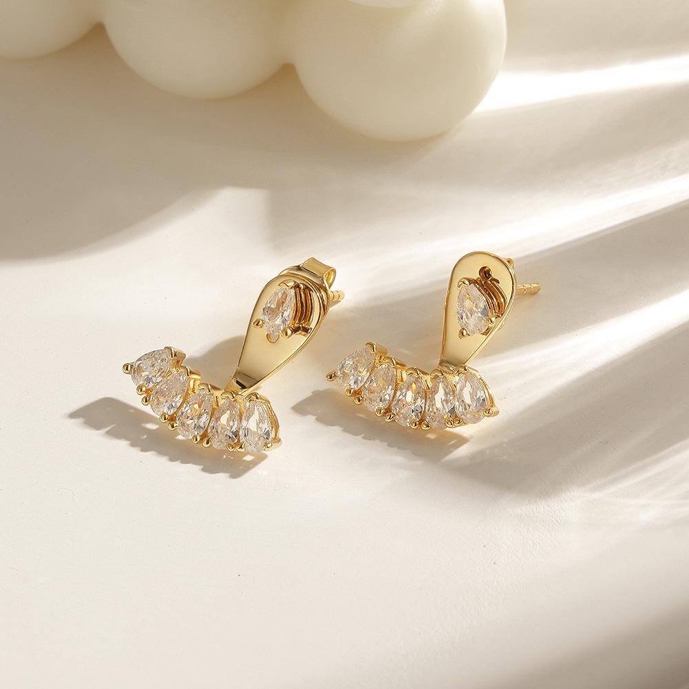 Elegant PAVÉ Ear Jacket Earrings in sterling silver with zircon studs, perfect for everyday wear.