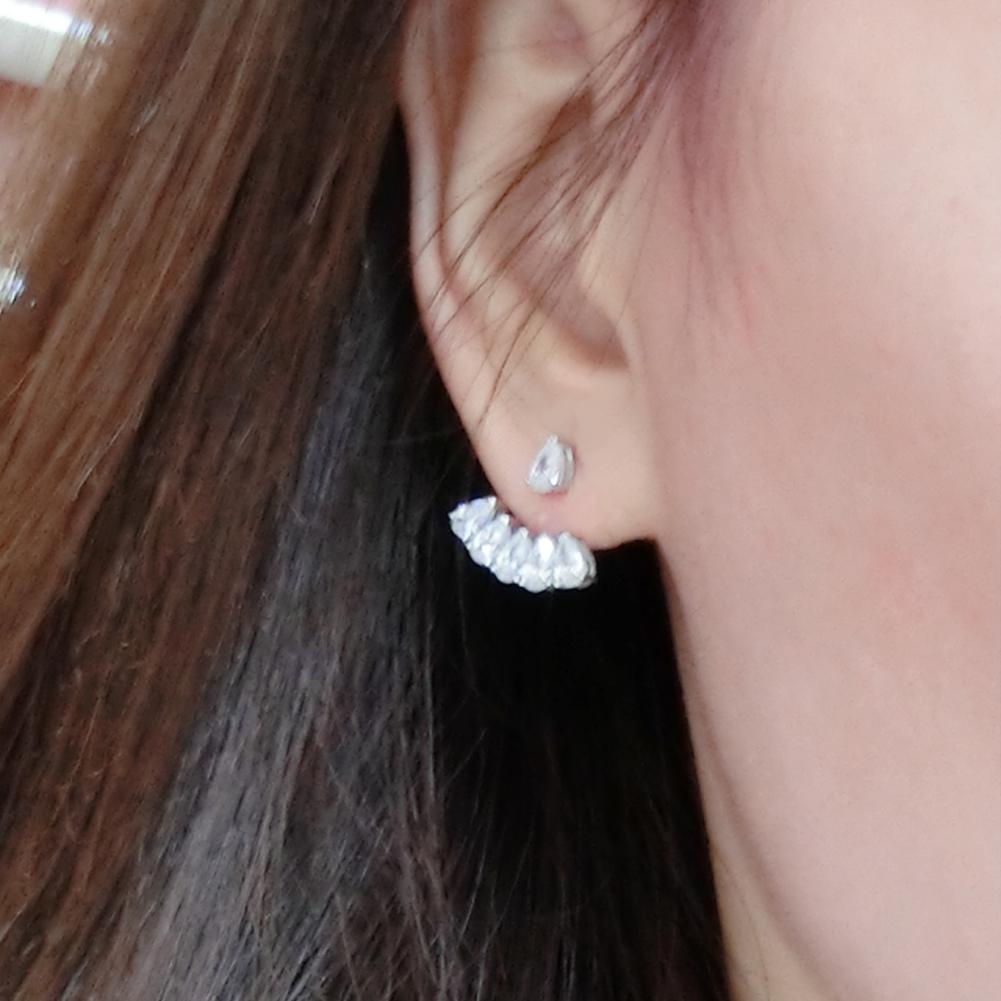 Elegant PAVÉ Ear Jacket Earrings in sterling silver with zircon studs, perfect for everyday wear.