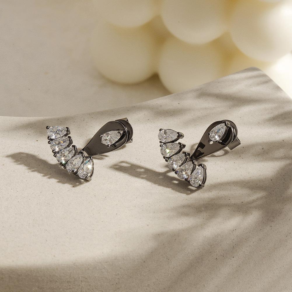 Elegant PAVÉ Ear Jacket Earrings in sterling silver with zircon studs, perfect for everyday wear.