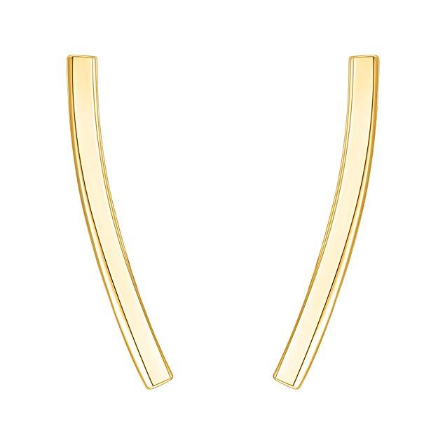 Pav'e Elements Curved Bar Studs in 14K White Gold featuring elegant design and high-quality AAAAA white stones.