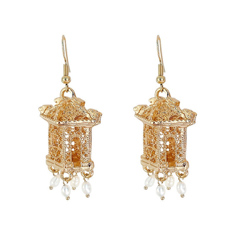 Elegant Pavilion Pearl Tassel Earrings made from alloy and 925 silver, featuring a beautiful pearl design.