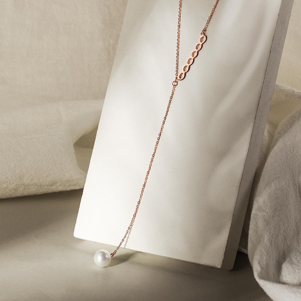 Elegant Pearl Lariat Necklace made from surgical stainless steel with 14K gold plating, featuring a beautiful pearl accent.