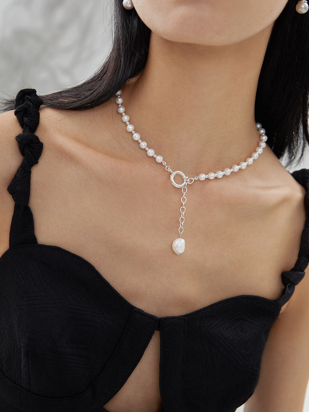 Elegant Pearl Pendant Adjustable Necklace featuring genuine freshwater pearls and sterling silver, perfect for any occasion.