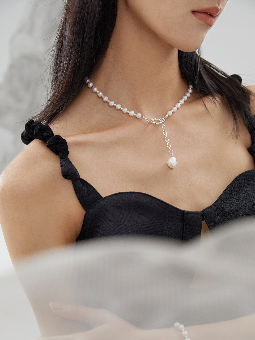 Elegant Pearl Pendant Adjustable Necklace featuring genuine freshwater pearls and sterling silver, perfect for any occasion.