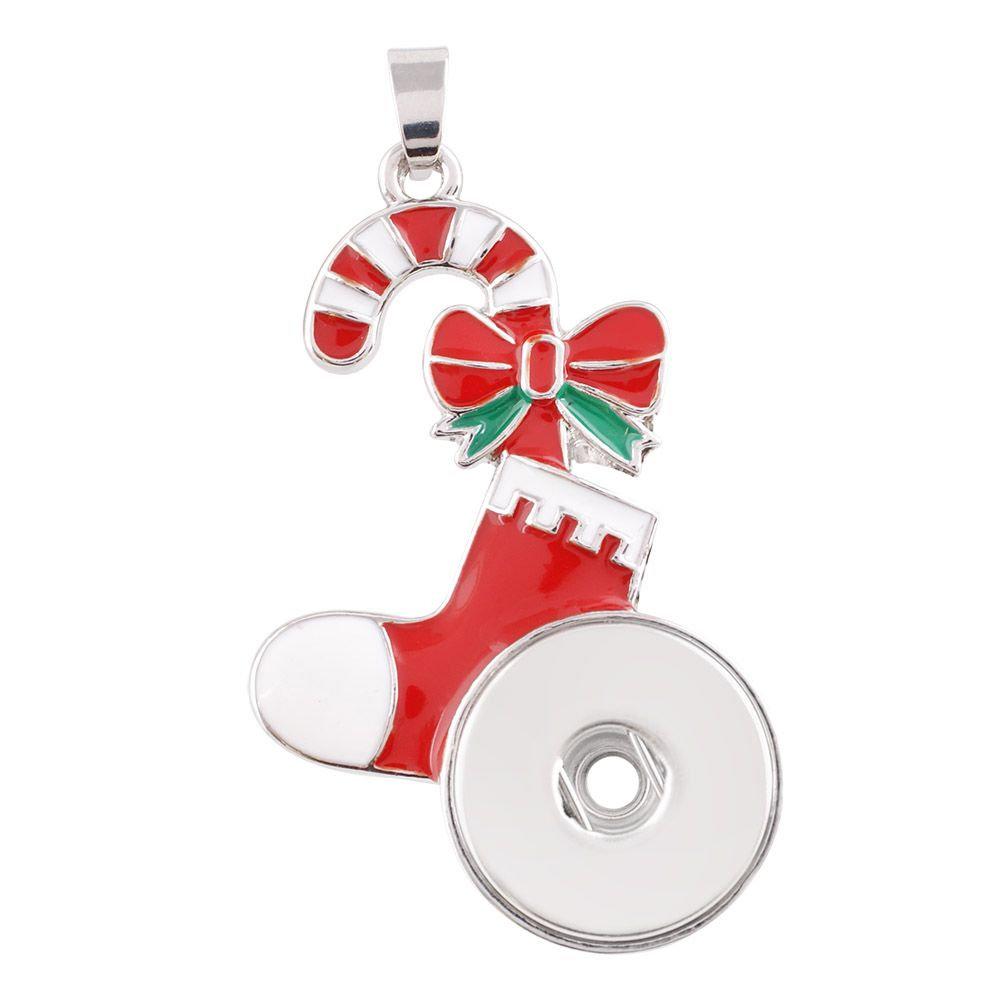 Studio66 Christmas Candy Cane Snap Pendant with 18" rolo chain, featuring a festive design perfect for holiday celebrations.